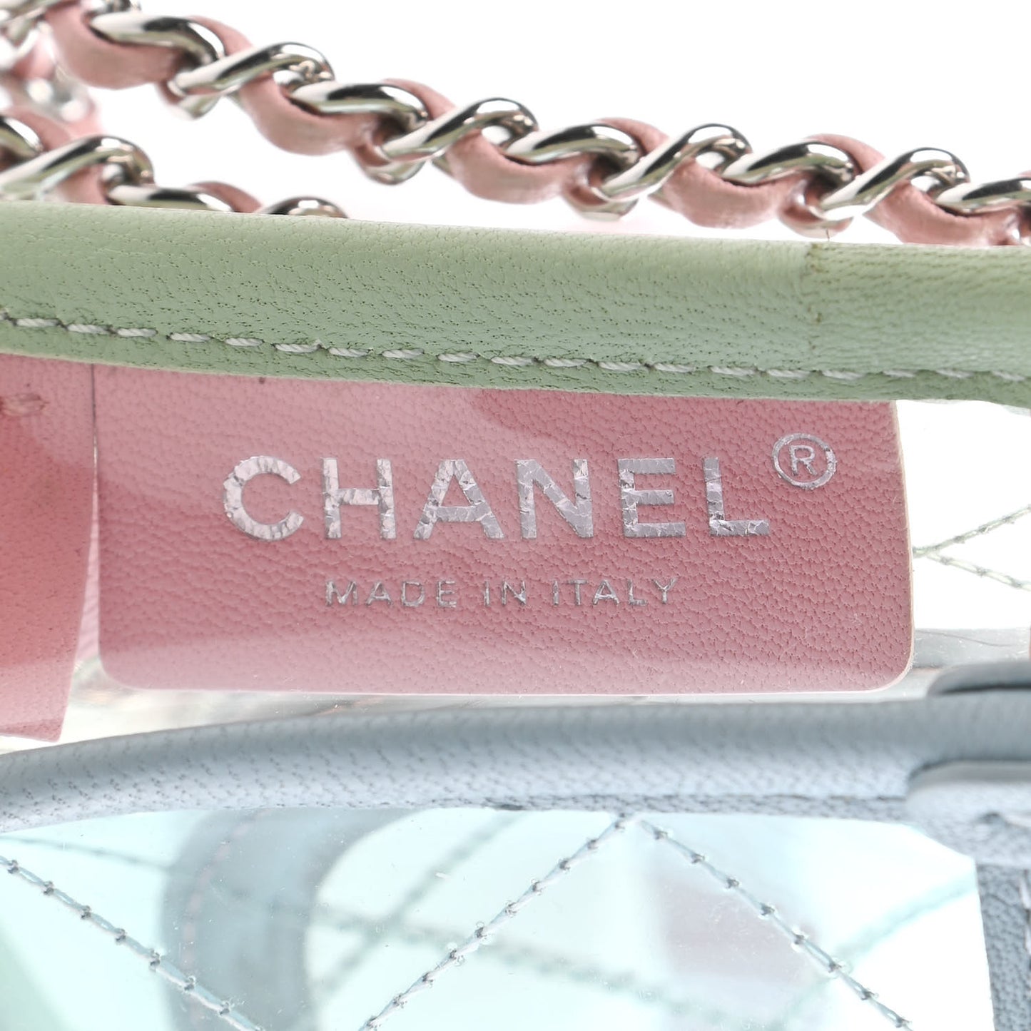 Lambskin PVC Quilted Mini Coco Splash Flap Blue Green