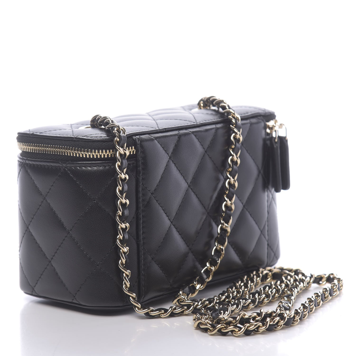 Chanel Lambskin Quilted Small Vanity Case With Chain Black 3 of 11