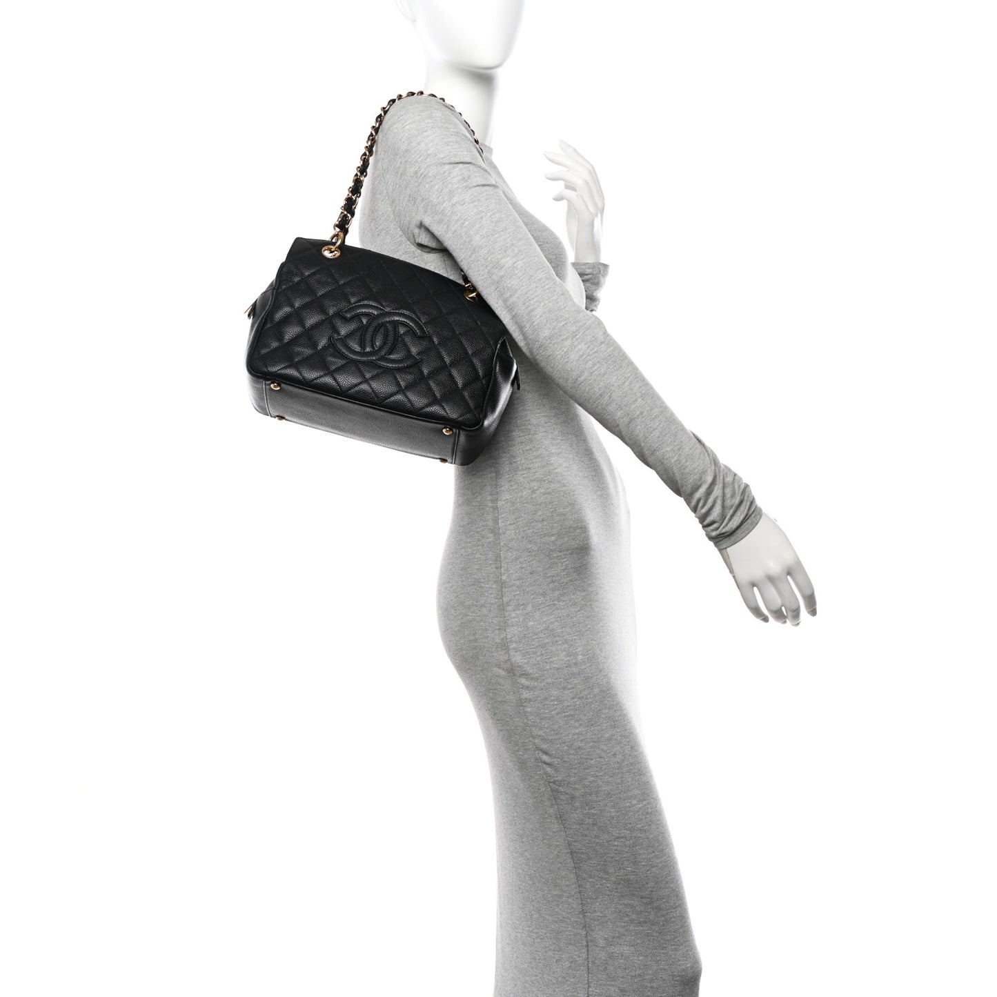 Caviar Quilted Petit Timeless Tote PTT Black