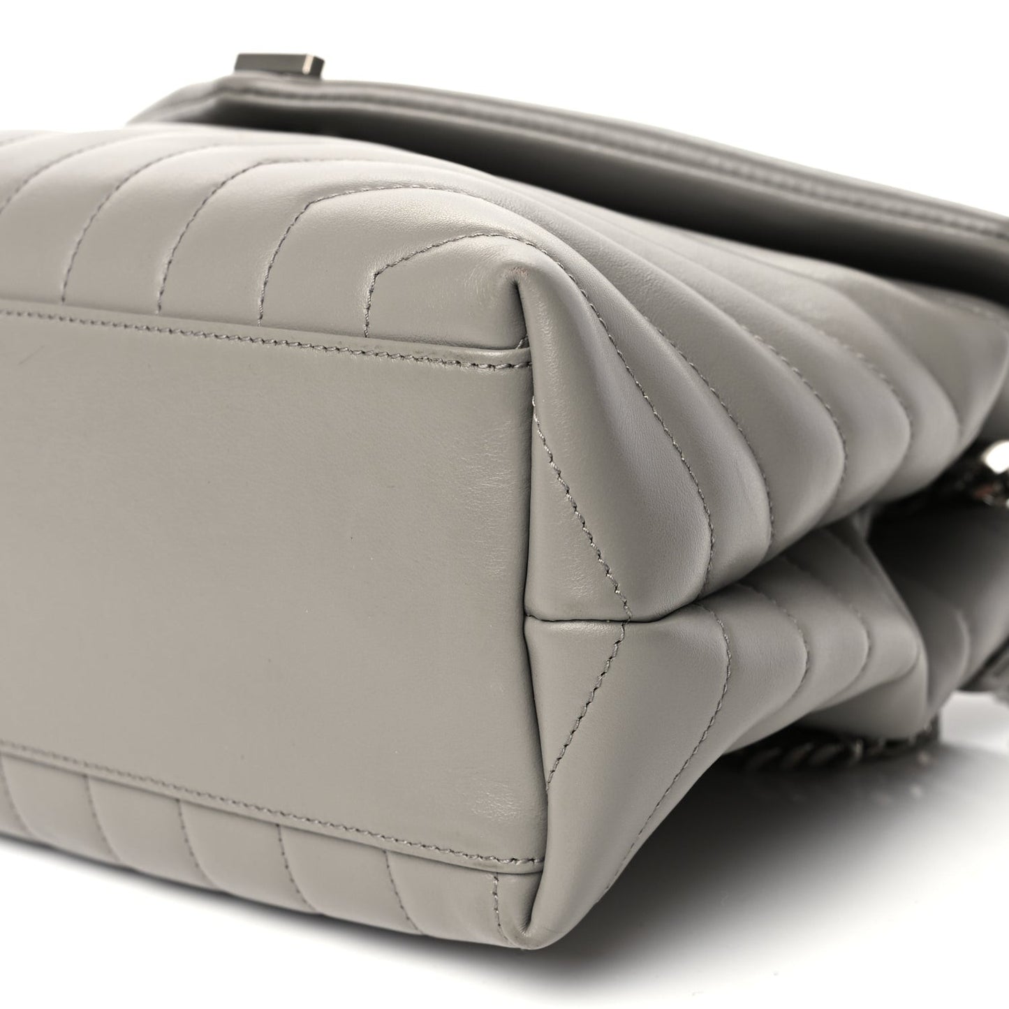 Calfskin Y Quilted Monogram Medium Loulou Chain Satchel Light Grey