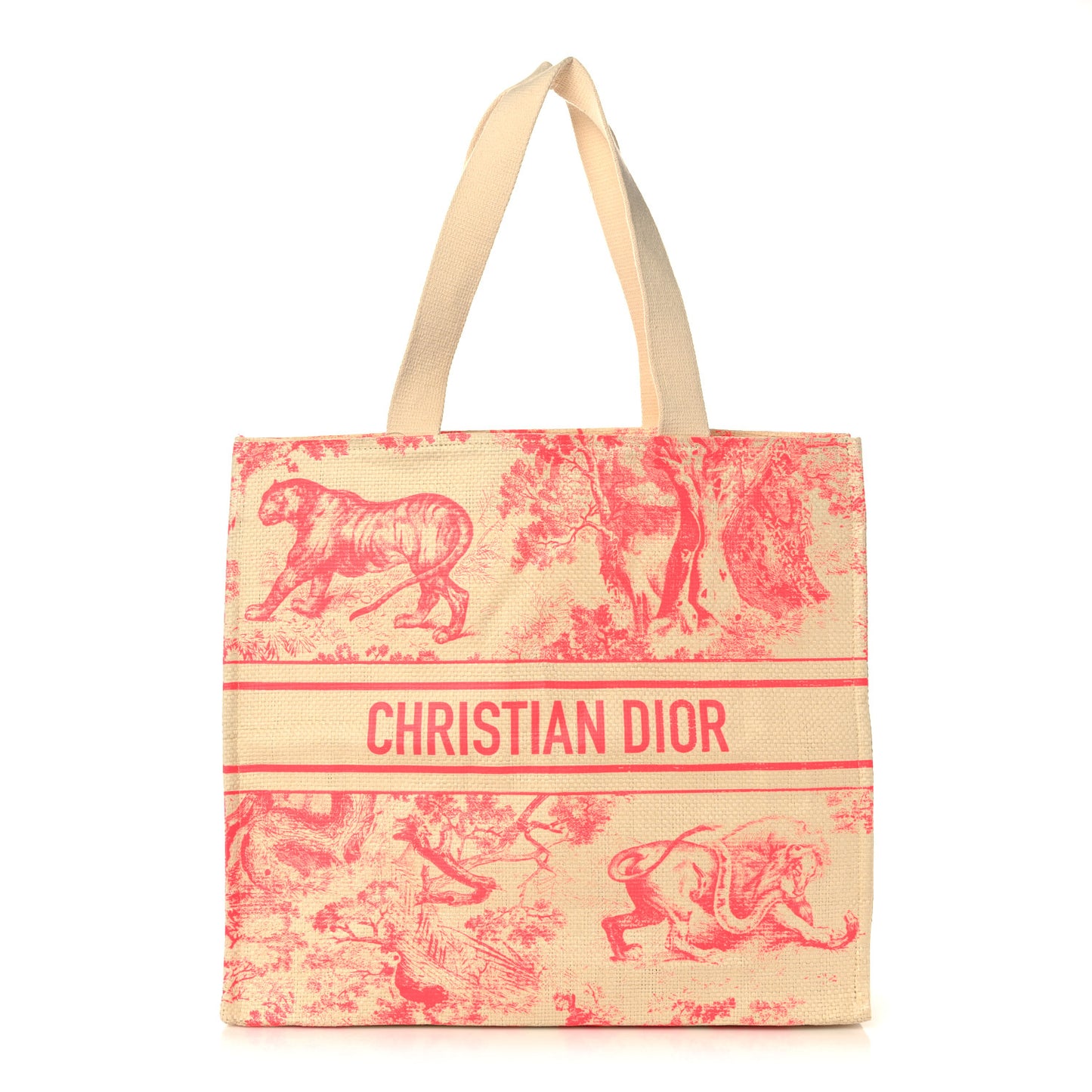 Straw Dioriviera Tote Pink