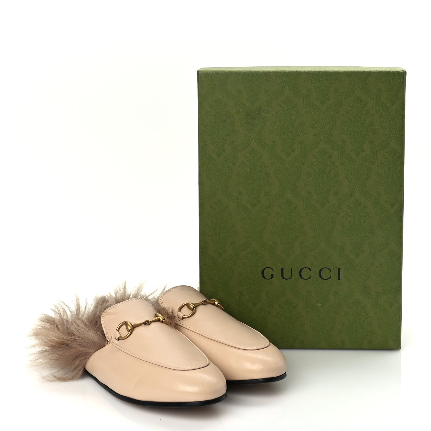 Gucci Calfskin Fur Womens Princetown Slippers 38 Beige 9 of 9