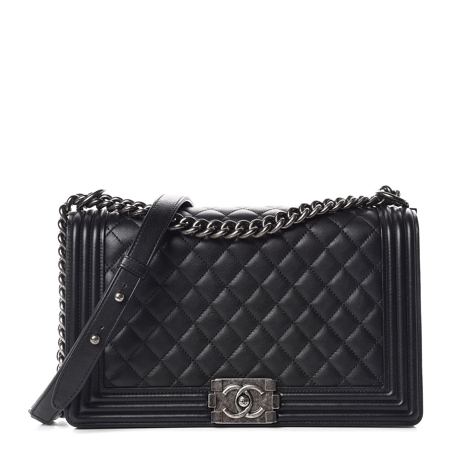 Calfskin Quilted New Medium Boy Flap Black