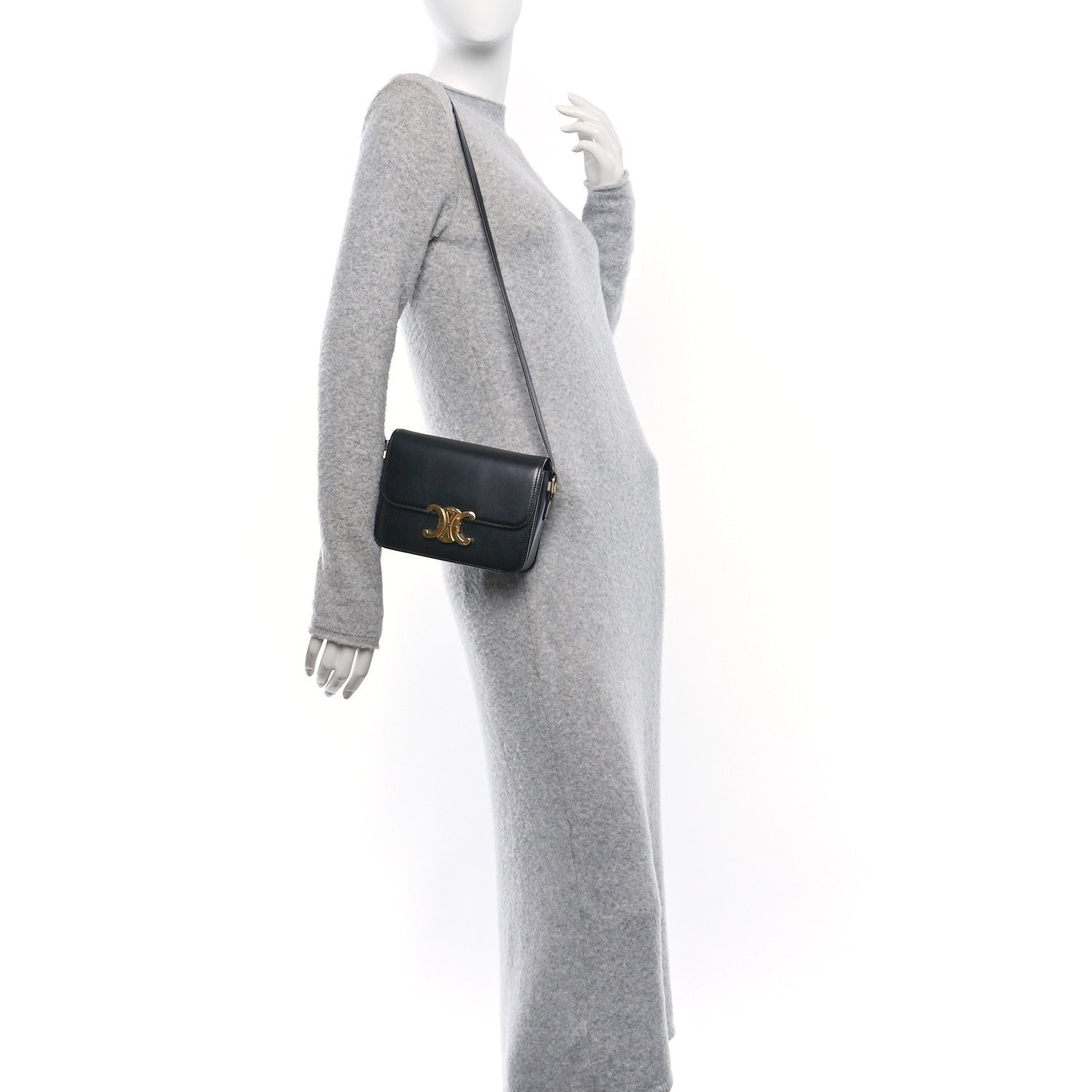 Celine Shiny Calfskin Teen Triomphe Black 2 of 7