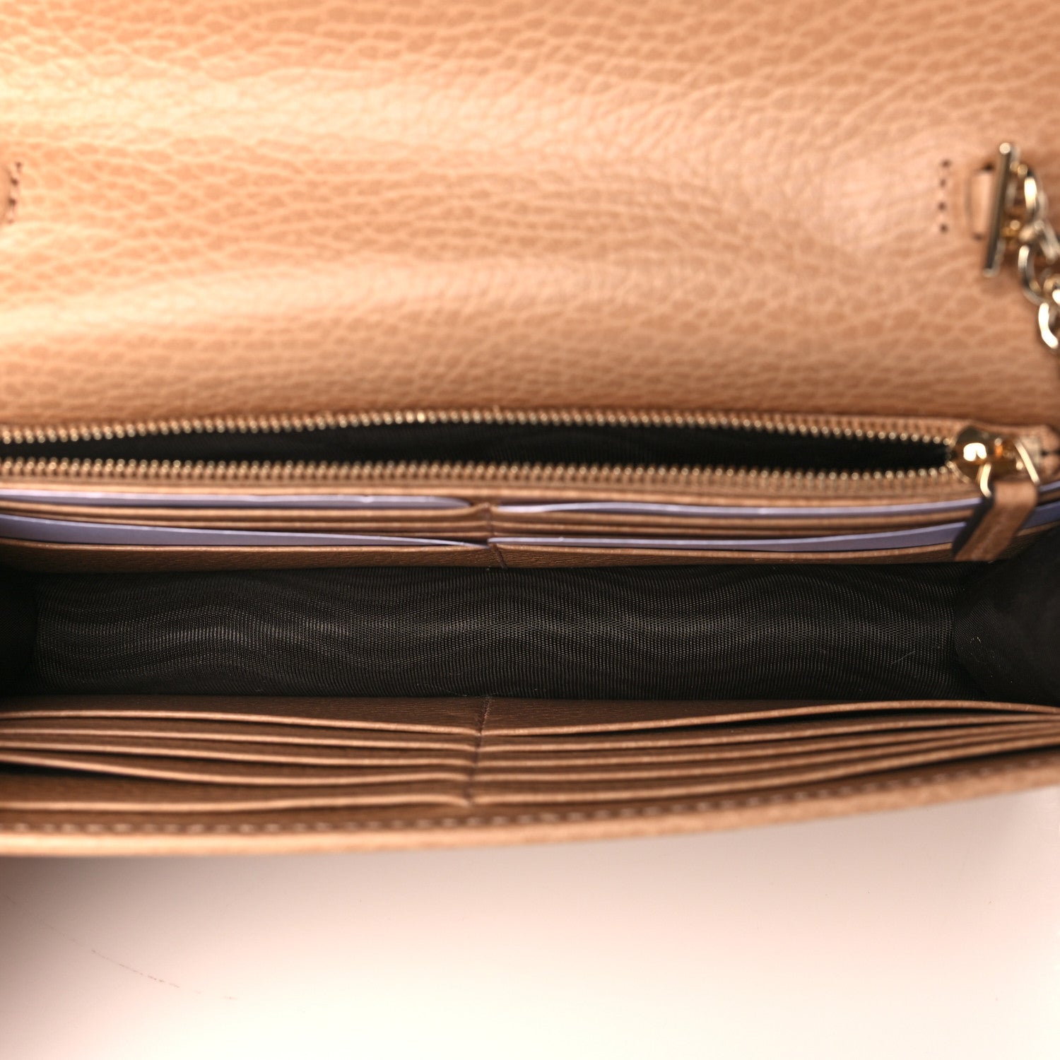 Gucci Dollar Calfskin Interlocking G Chain Wallet Camelia 5 of 10