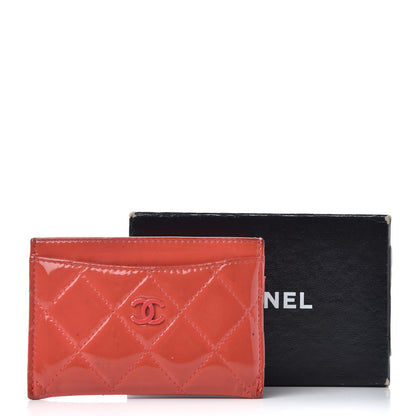 Chanel Patent Calfskin Quilted Card Holder Coral 8 of 8