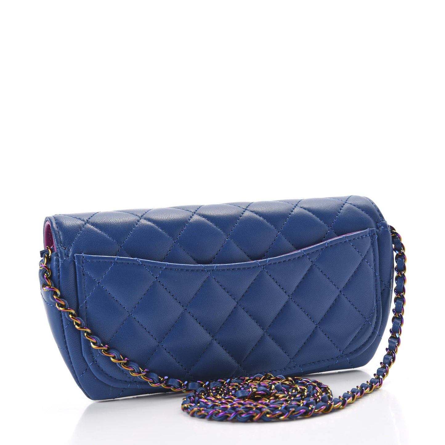 Lambskin Quilted Glasses Case With Chain Blue Purple