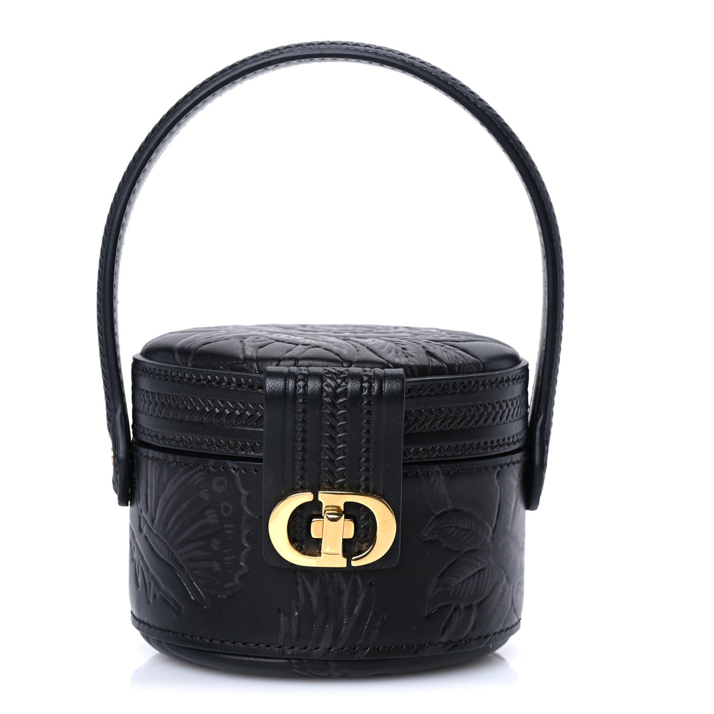 Calfskin Embossed Jardin Botanique Micro Vanity Case Black