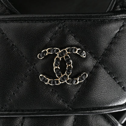 Chanel Lambskin Quilted Peep Toe Wedge Sandals 36.5 Black 11 of 19