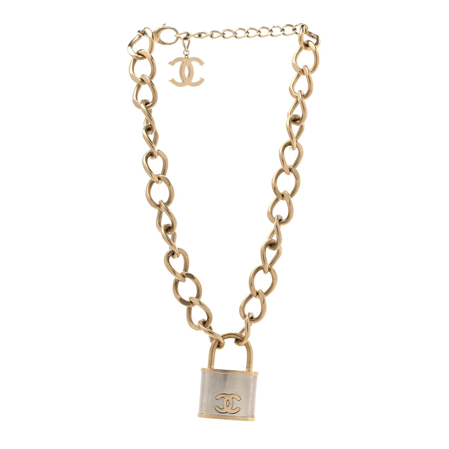 CC Oversized Padlock Necklace Gold Silver