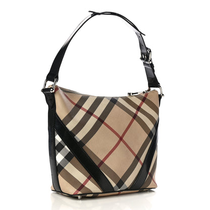 Burberry Supernova Check Buckle Hobo Black 3 of 10