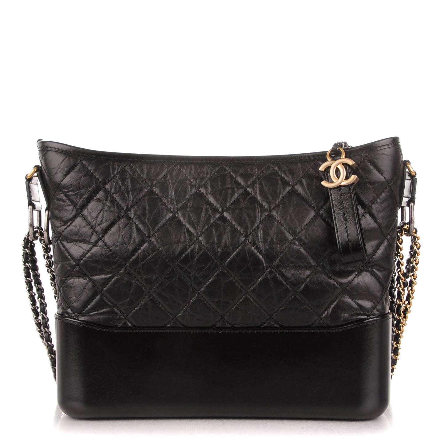 Calfskin Quilted Medium Gabrielle Hobo Black