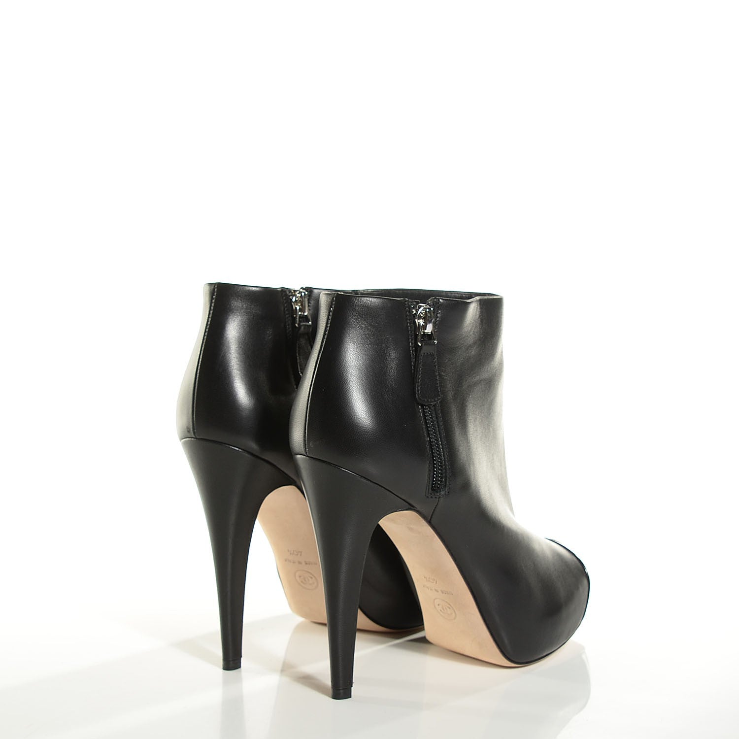 Chanel Lambskin CC Cap Toe Ankle Boots 40.5 Black 4 of 8
