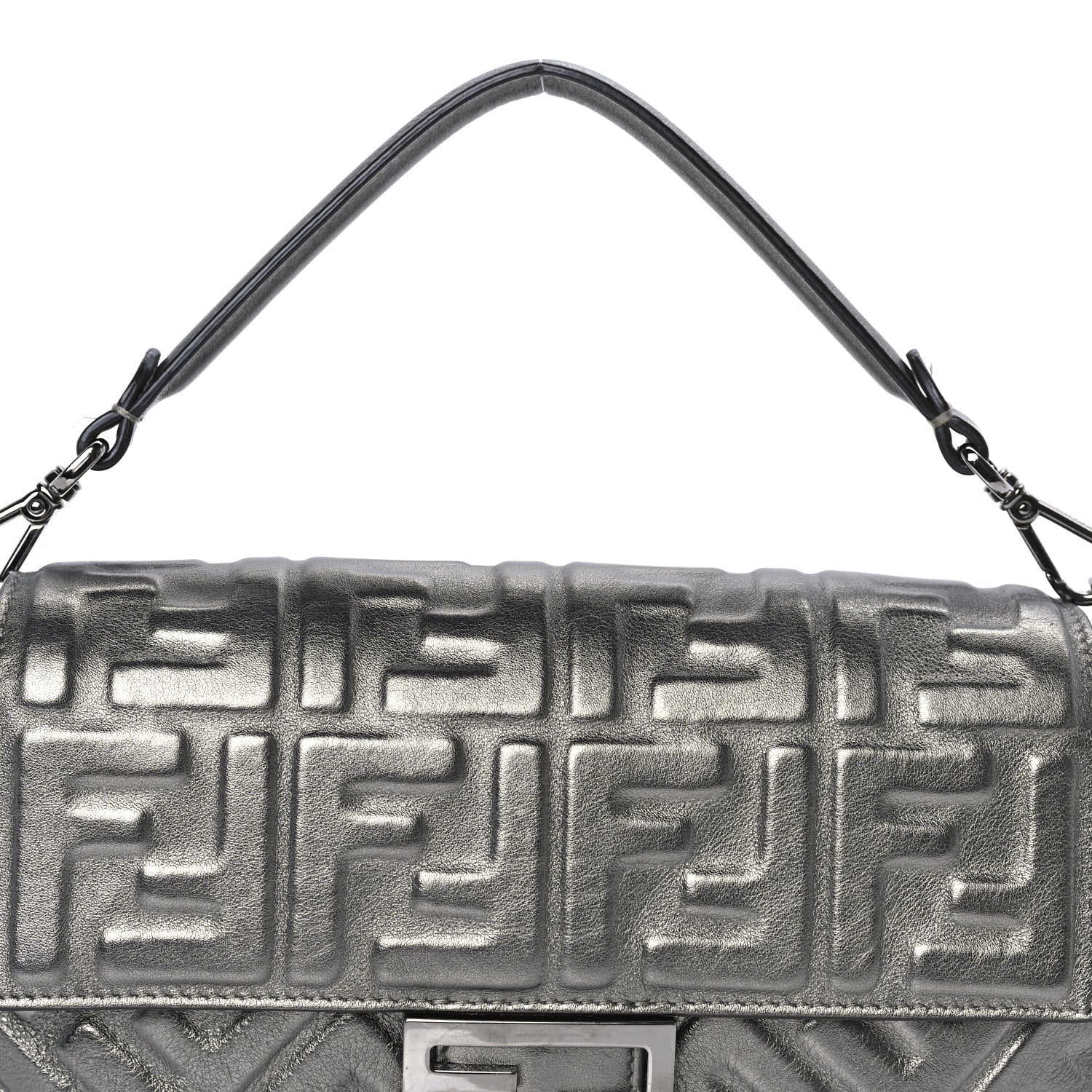 Fendi FENDI Nappa FF 1974 Embossed Baguette Black Black 6 of 7