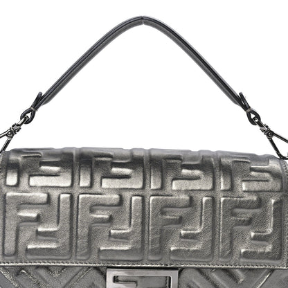 Fendi FENDI Nappa FF 1974 Embossed Baguette Black Black 6 of 7