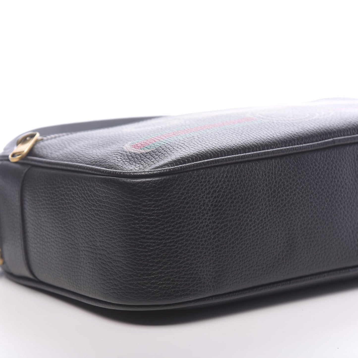 Pebbled Calfskin Logo Messenger Bag Black