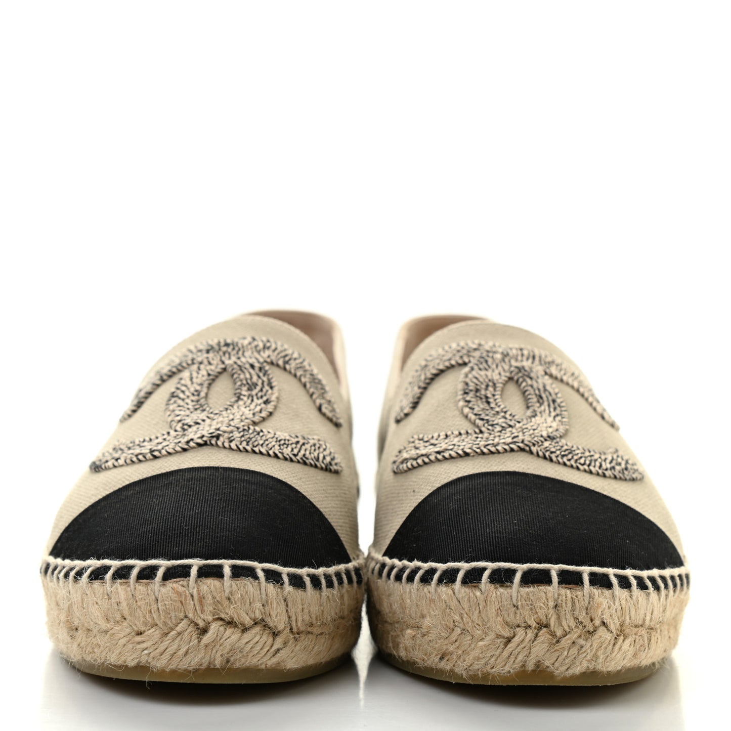 Canvas Grosgrain CC Espadrilles 38 Light Green Black