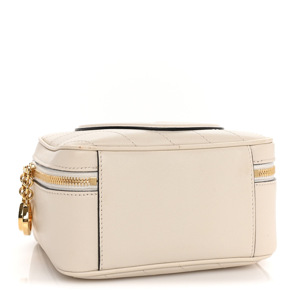 Sakai Be Green Calfskin Diagonal Stitched Blondie Top Handle Bag Mystic White