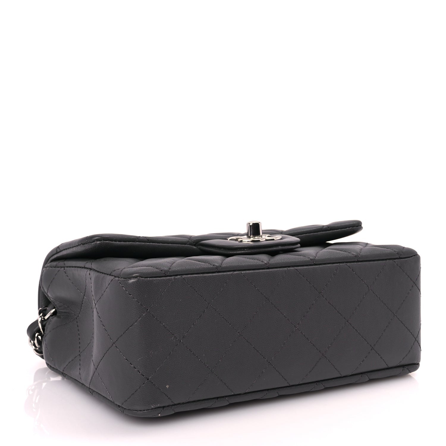 Chanel Lambskin Quilted Mini Rectangular Flap Dark Grey 3 of 9