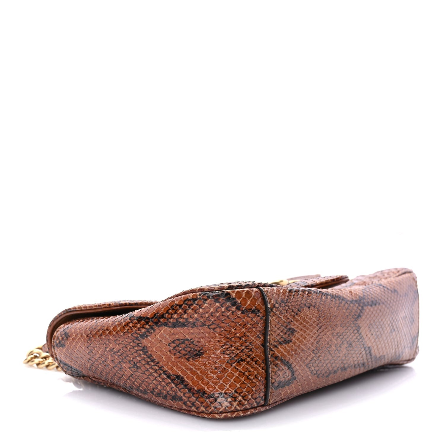 Gucci Snakeskin Matelasse Small GG Marmont Shoulder Bag Brown 3 of 18