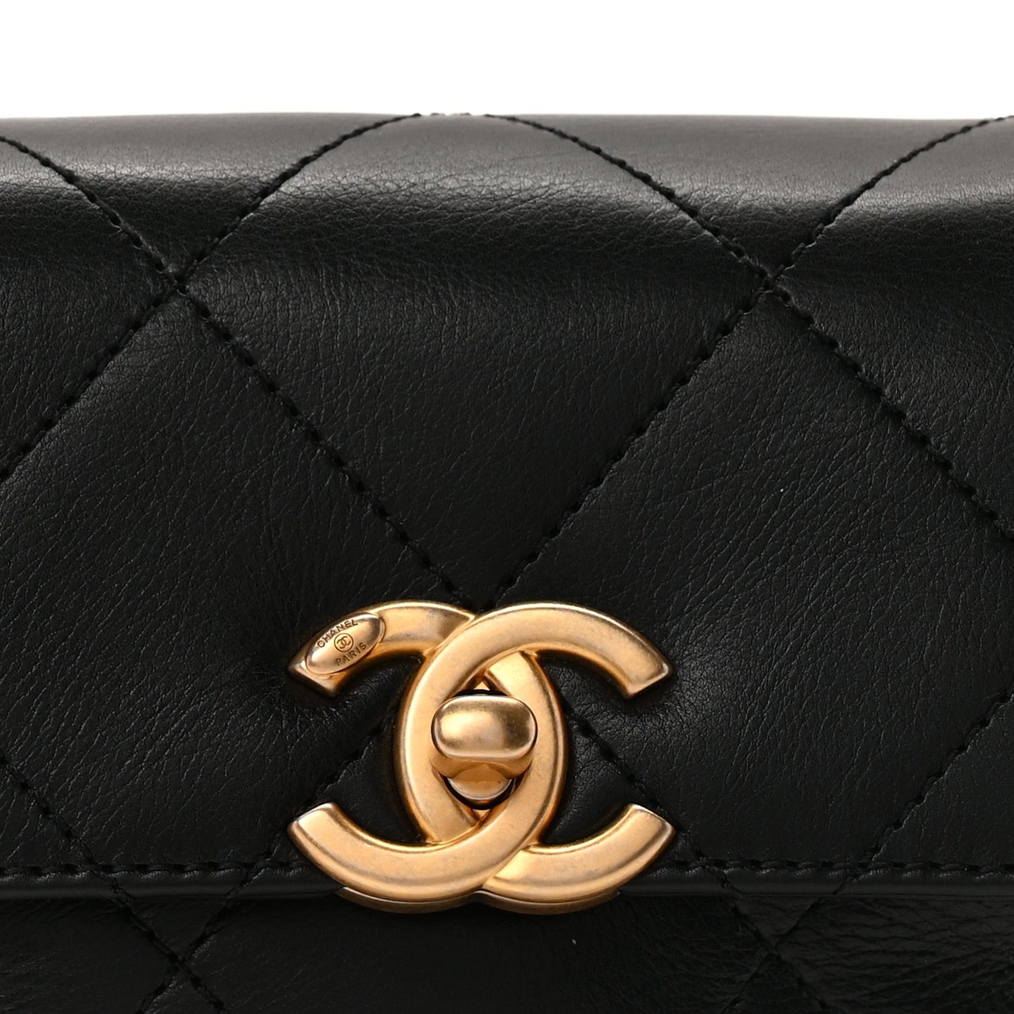 Calfskin Quilted Mini Framing Chain Bag  Black