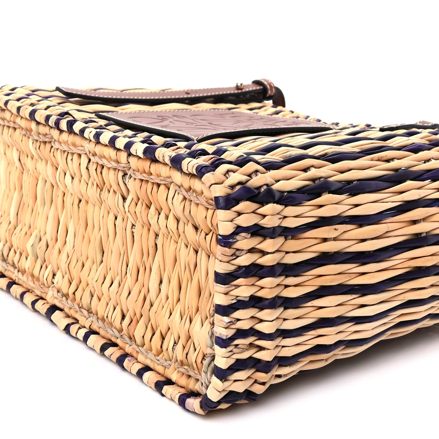 Loewe Reed Square Small Basket Tote Bag Natural Pecan Blue 9 of 9
