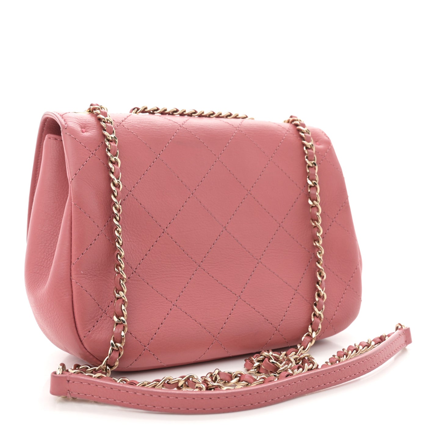 Calfskin Stitched Small Flap Bag Pink