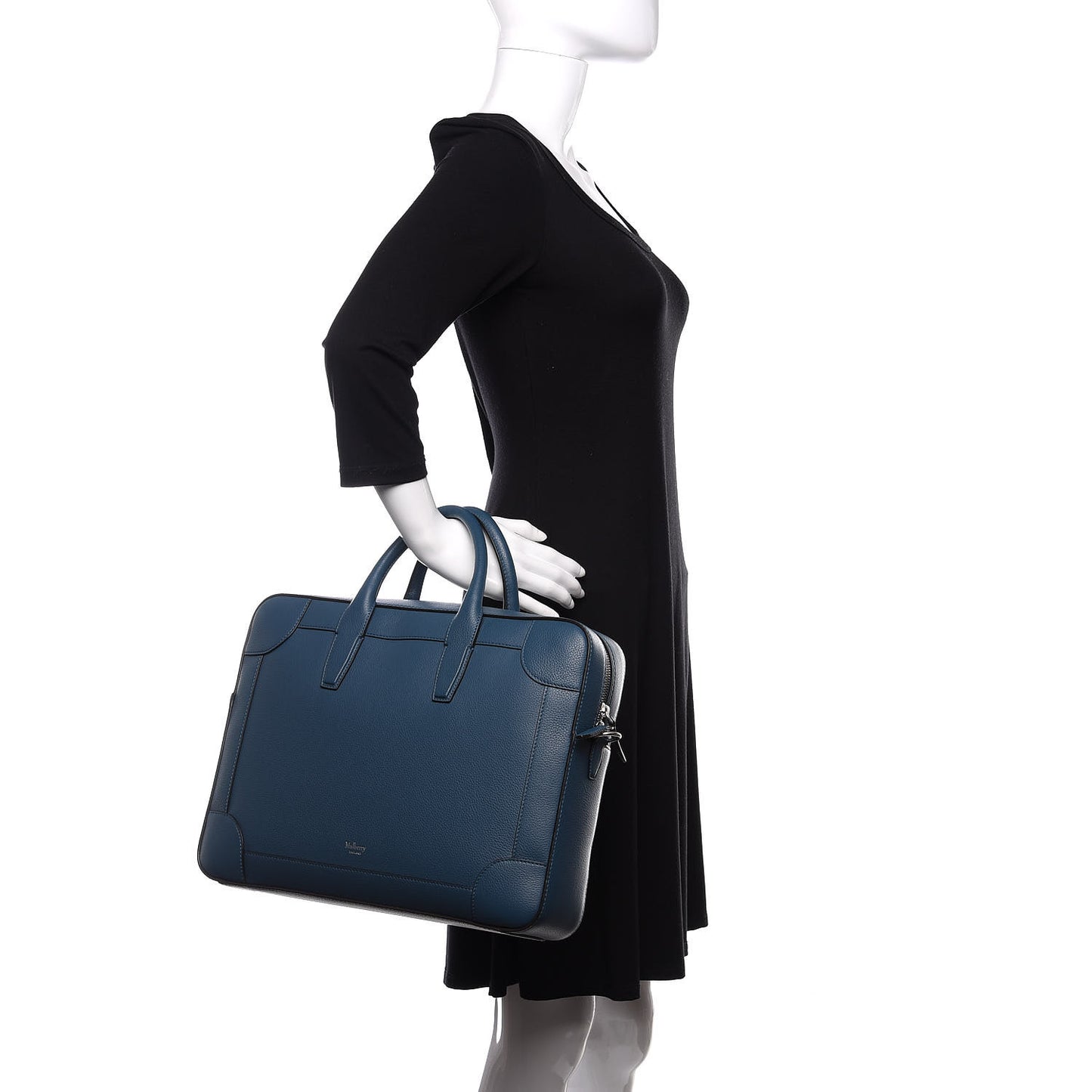 Small Classic Grain Calfskin Belgrave Single Document Holder Deep Sea