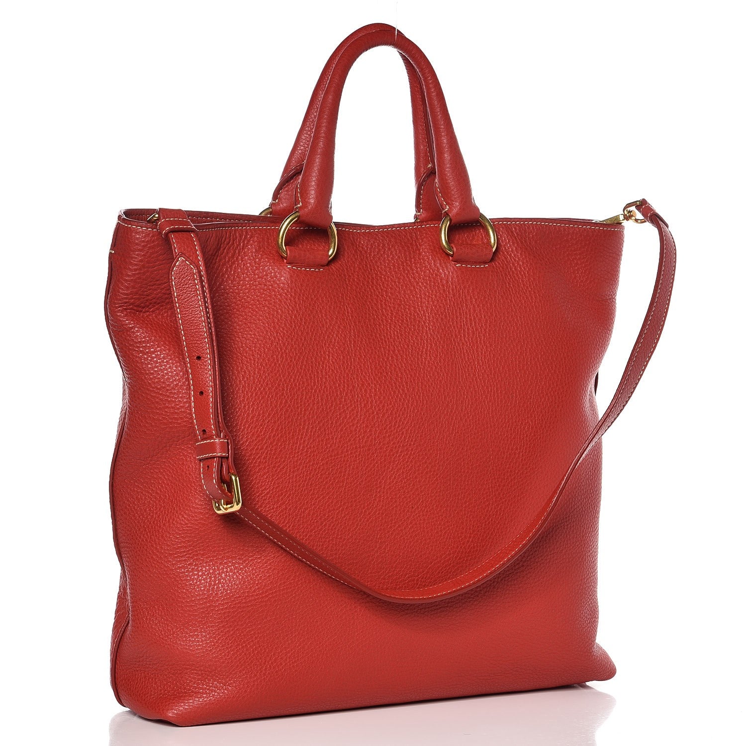 Prada Vitello Daino Tote Rosso 4 of 9