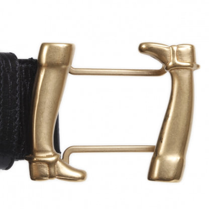 Gucci Monogram Boot Buckle Belt 80 32 Black 4 of 6