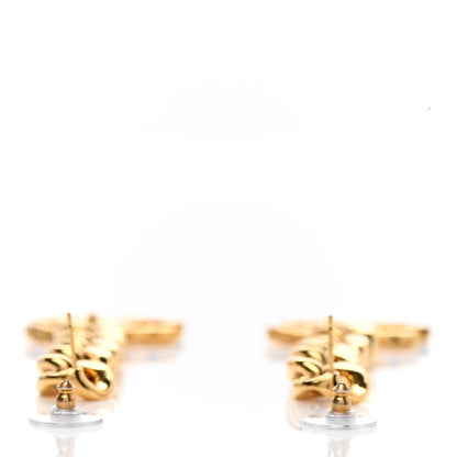 Chanel Metal CC Pick Drop Earrings Gold 3 of 4