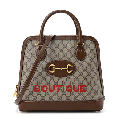 Gucci GG Supreme Monogram Azalea Calfskin Boutique Horsebit 1955 Top Handle Bag Beige Ebony Brown Sugar 1 of 7