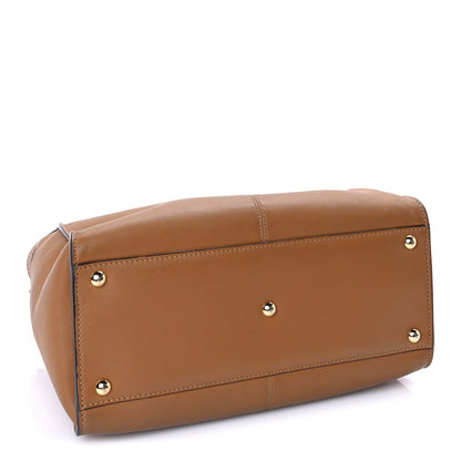 Fendi Vitello Seta Light Century Shearling FF 1974 Medium Peekaboo X-Lite Nocciolo Ebano Tobacco 3 of 7