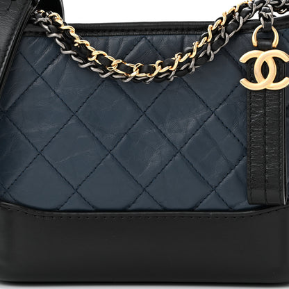 Chanel Aged Calfskin Quilted Small Gabrielle Hobo Navy Black 8 of 12