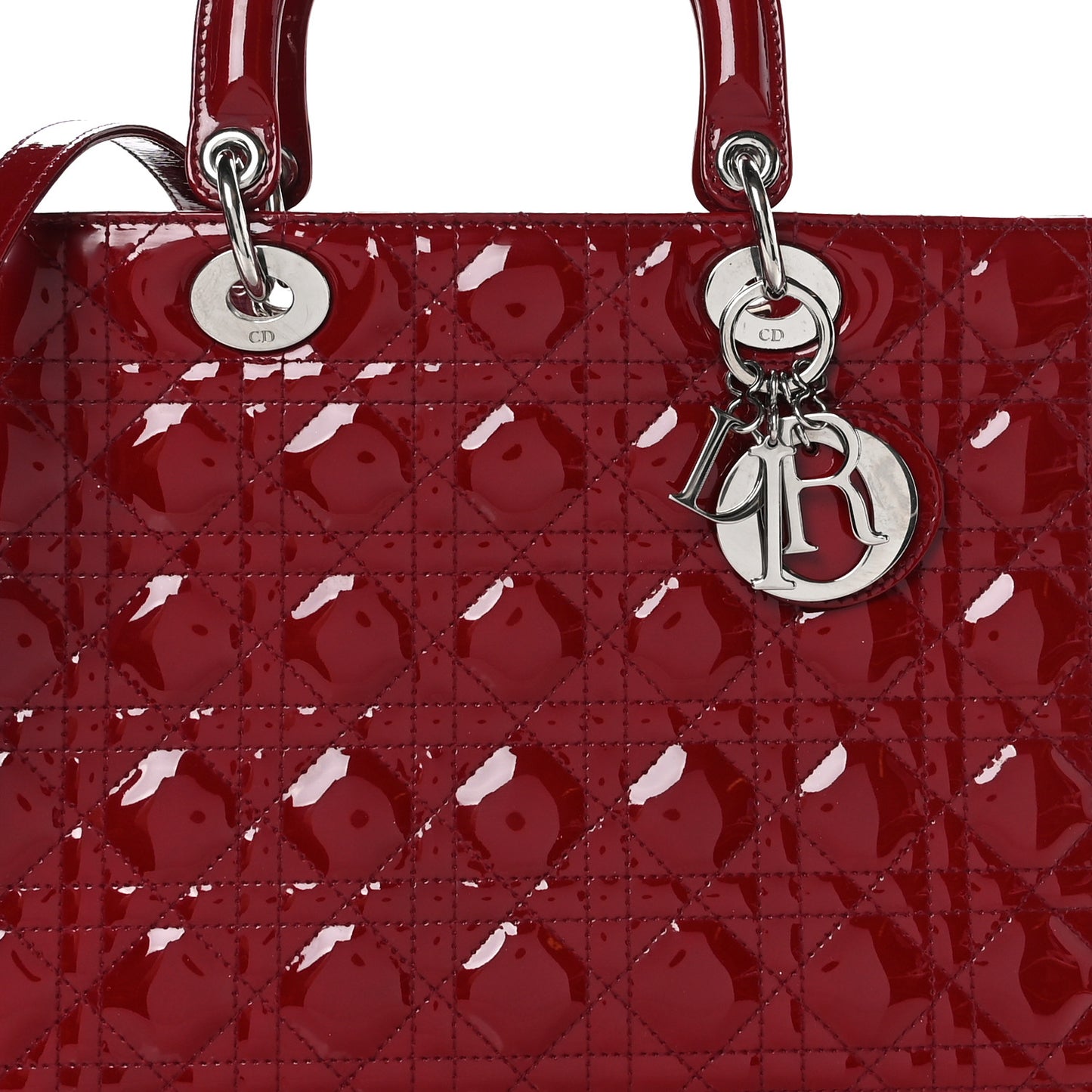 Patent Cannage Large Lady Dior Red