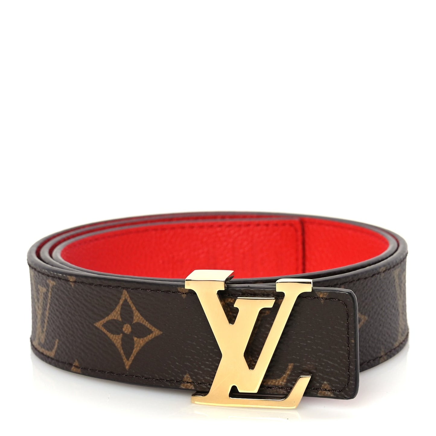 Monogram 30mm LV Initiales Reversible Belt 80 32 Coquelicot