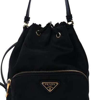 Prada Nylon Vela Saffiano Mini Bucket Crossbody Bag  Black 6 of 8