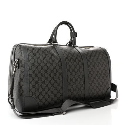 Gucci GG Supreme Monogram Textured Dollar Calfskin Large Savoy Duffle Bag Grey Black Graphite Grey 2 of 15