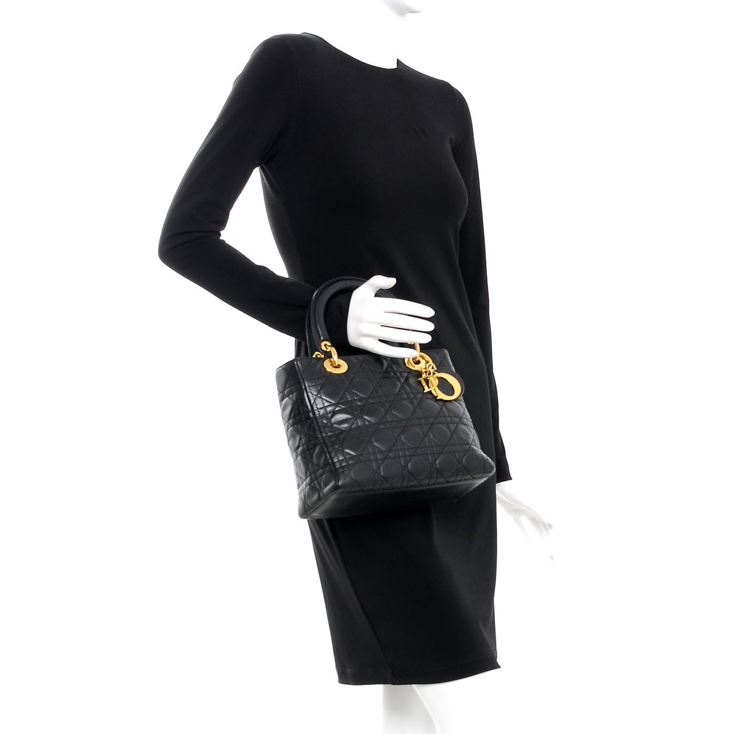 Lambskin Cannage Medium Lady Dior Black