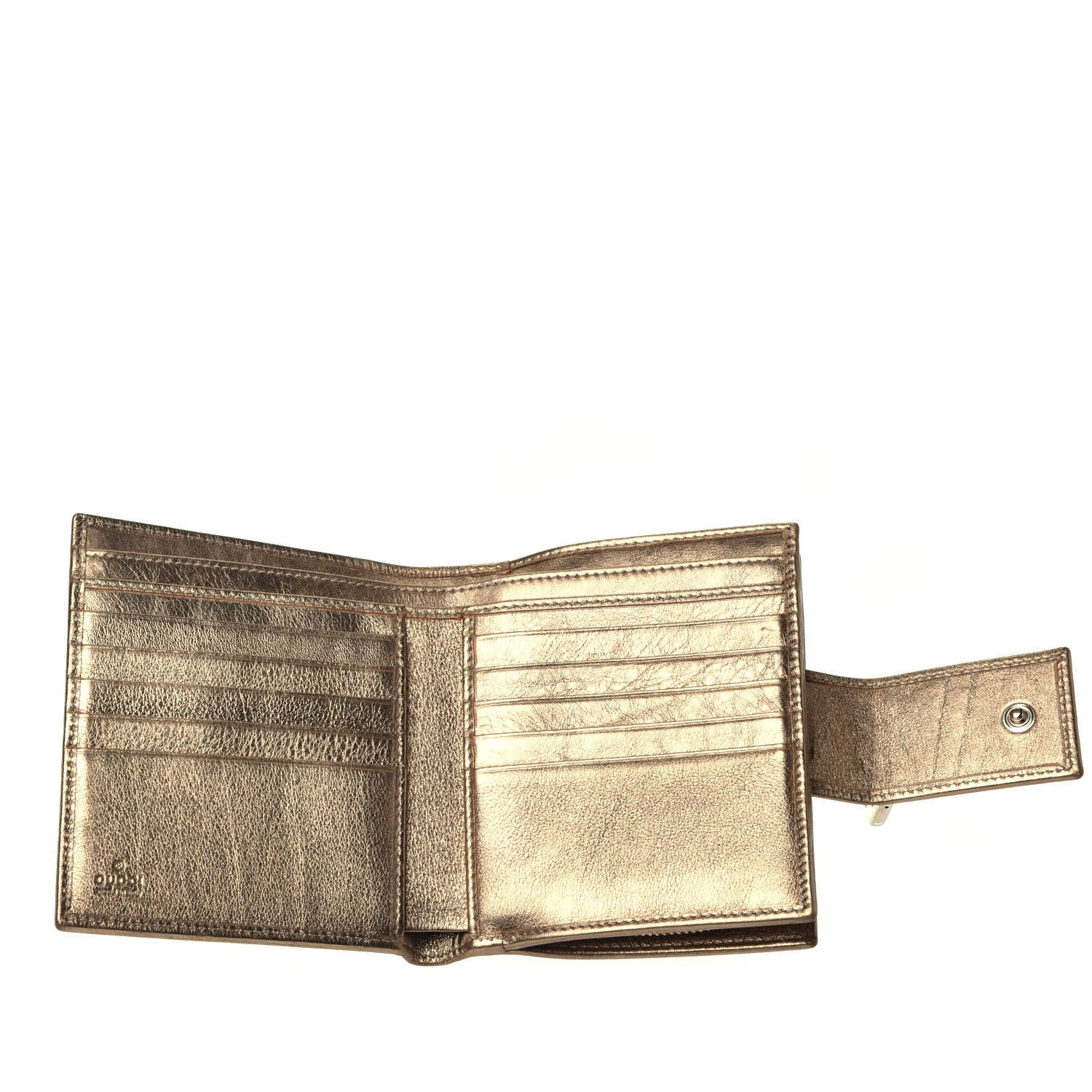 Gucci Metallic Monogram Abbey Compact Wallet Gold 5 of 7