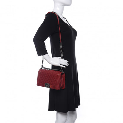 Chanel Caviar Quilted Medium Boy Flap Red 2 of 9