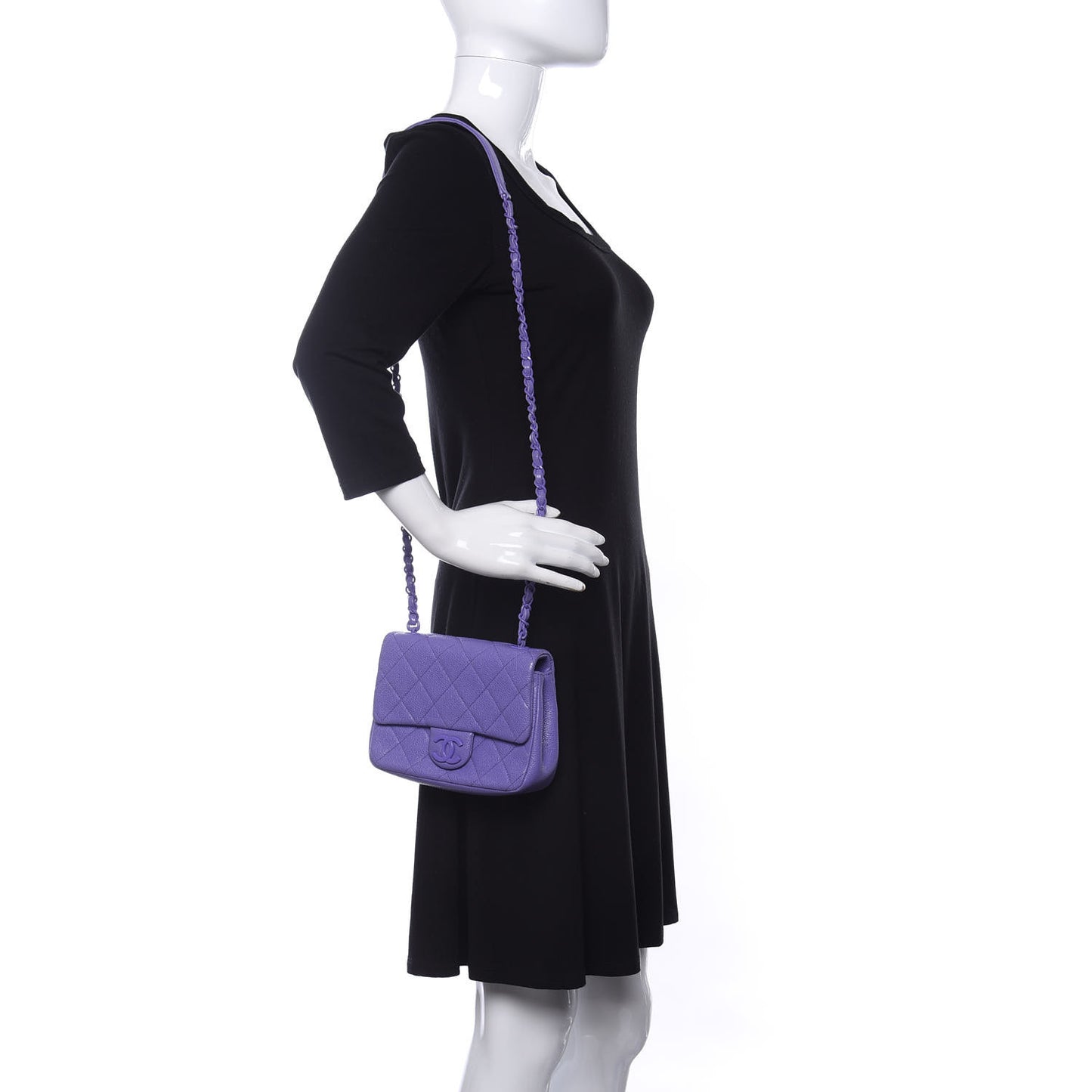 Caviar Quilted Incognito Mini Square Flap Purple