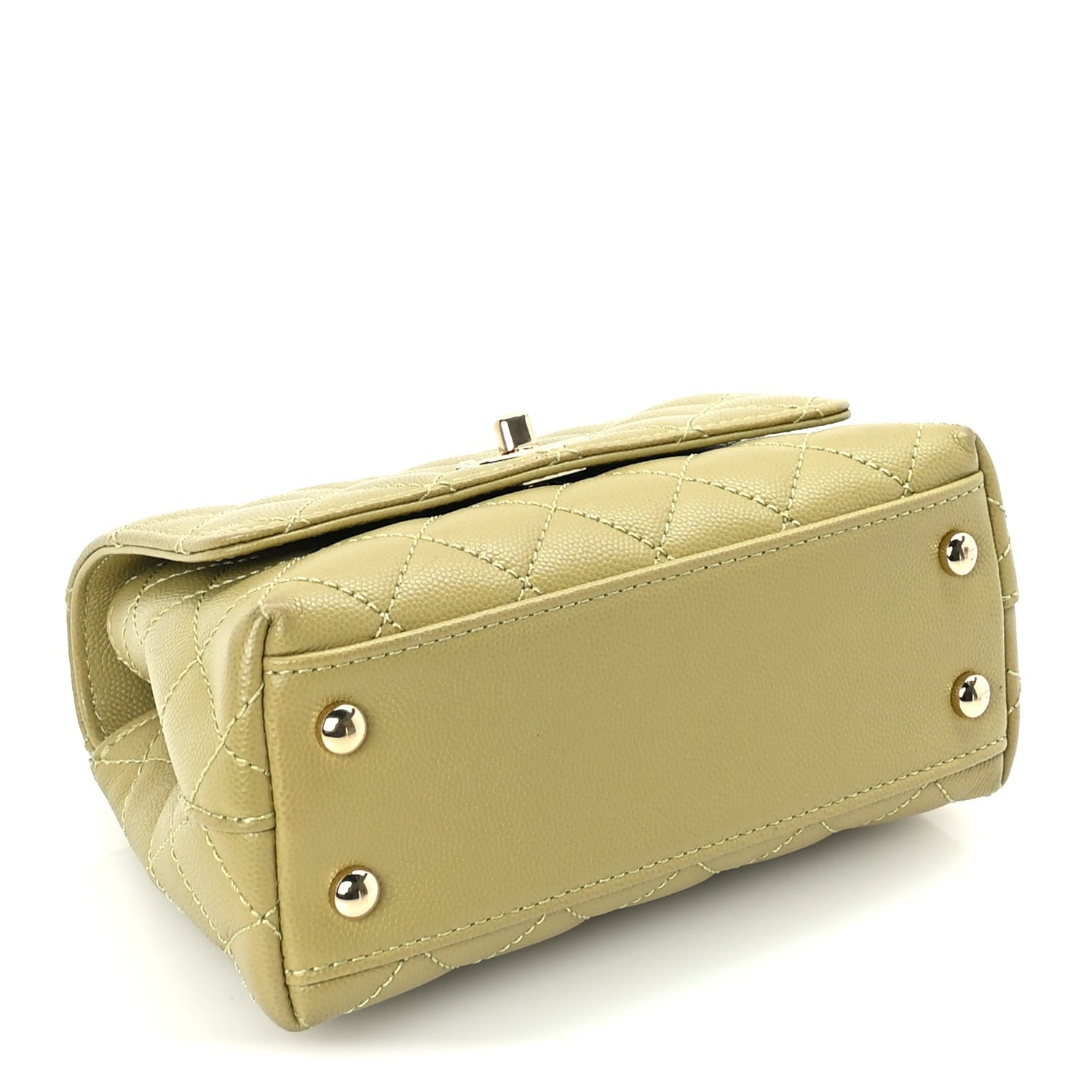 Chanel Caviar Quilted Extra Mini Coco Handle Flap Light Green 3 of 9