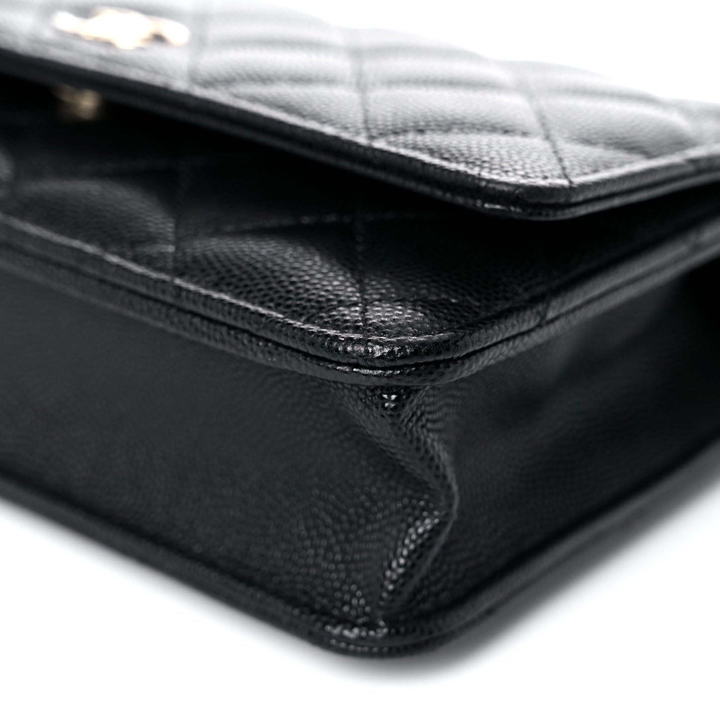Caviar Quilted Wallet With Charms On Chain WOC Black