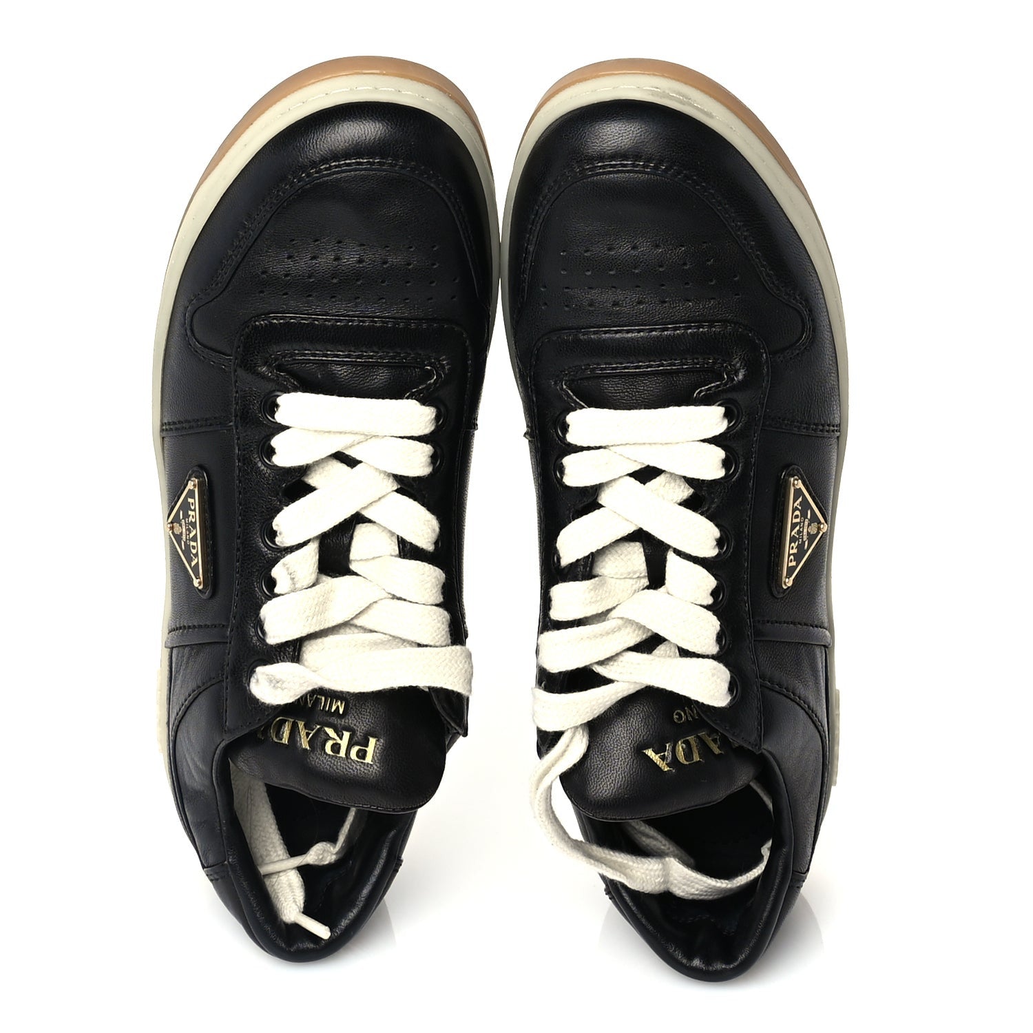 Prada Nappa Rois Triangle Womens Downtown Low Top 30mm Sneakers 37.5 Black White 5 of 7