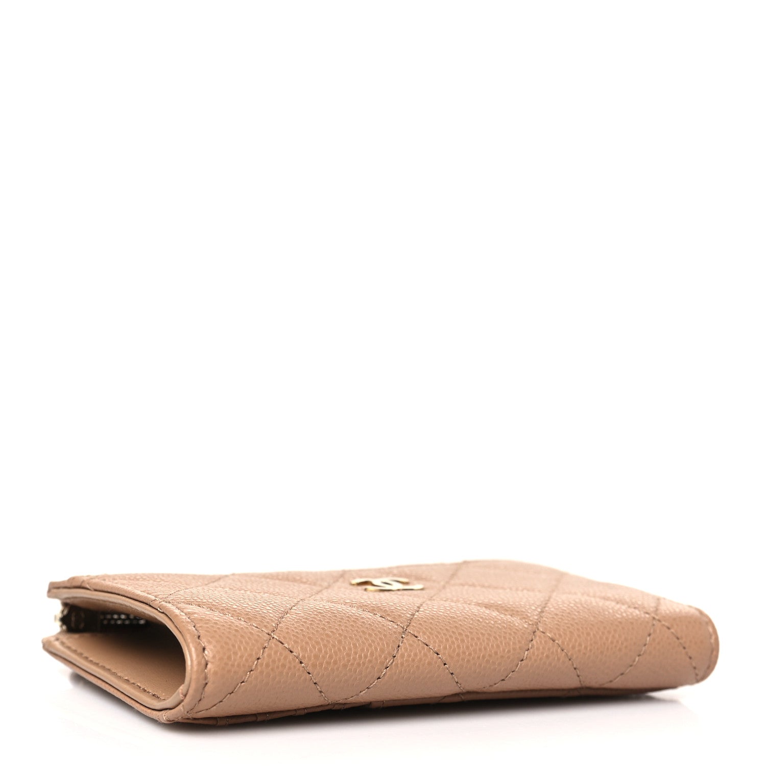 Chanel Caviar Quilted CC Zip Around Card Holder Beige 4 of 8