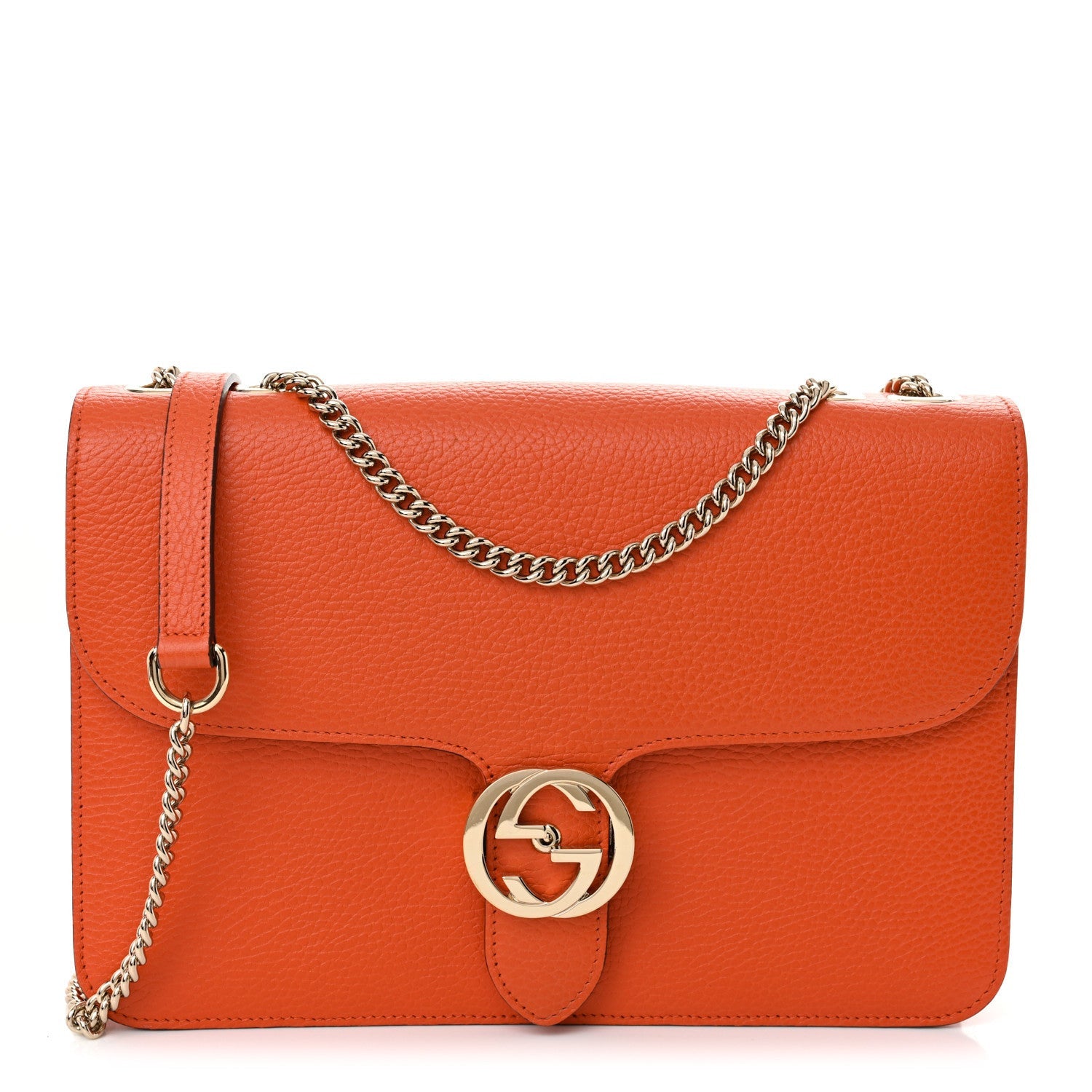Gucci Dollar Calfskin InterLocking G Shoulder Bag Sun Orange 1 of 7