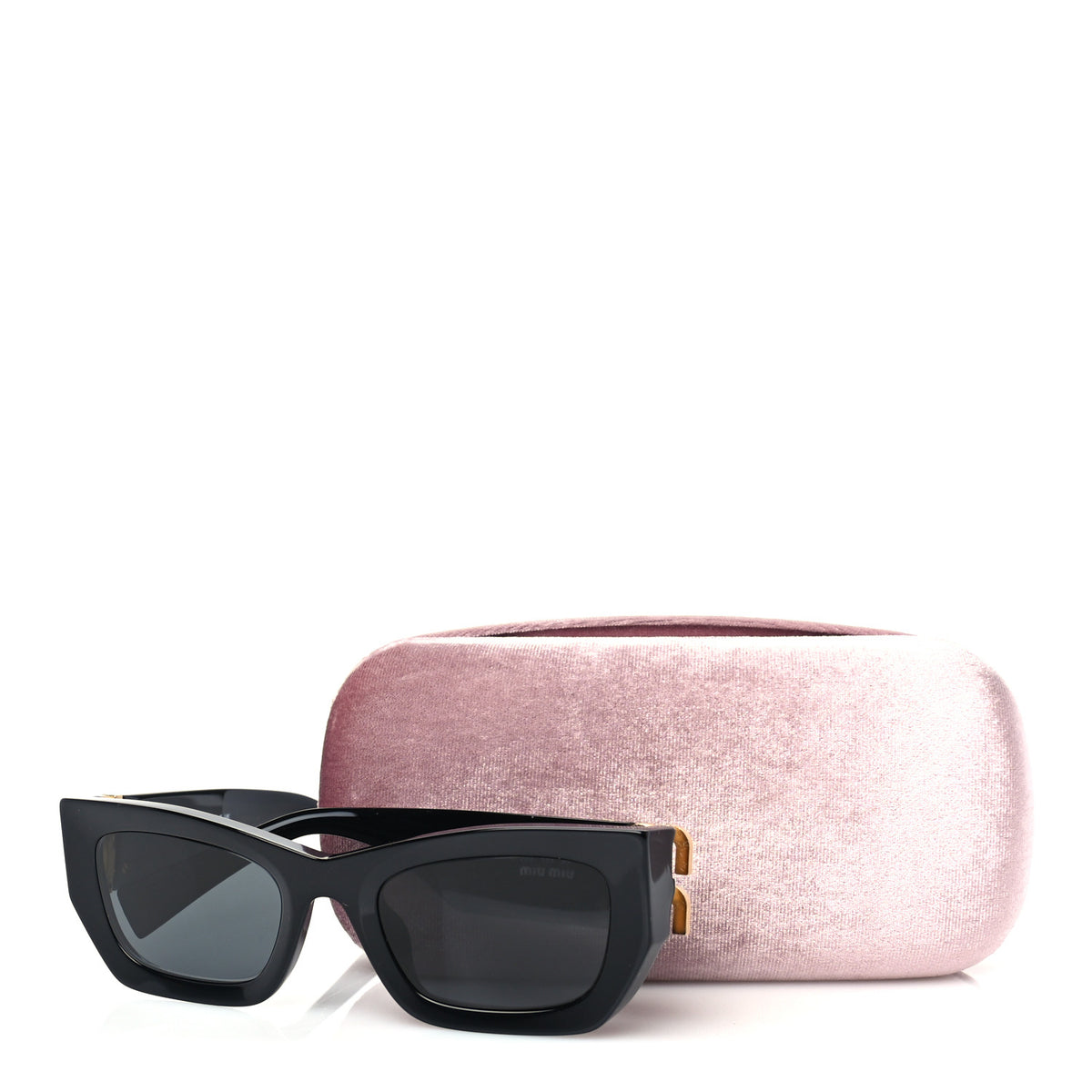 Miu Miu Acetate Rectangle Sunglasses SMU 09W Black 7 of 7