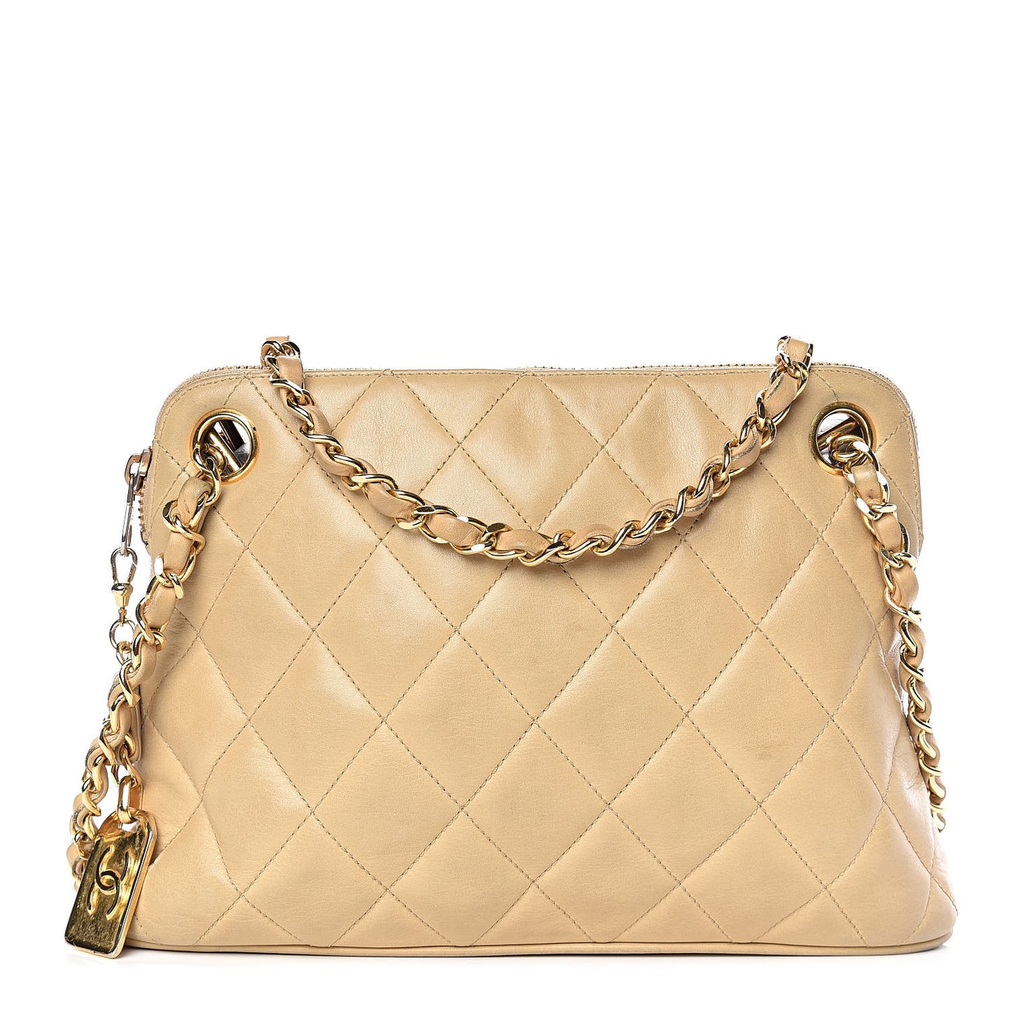 Lambskin Quilted Shoulder Bag Beige