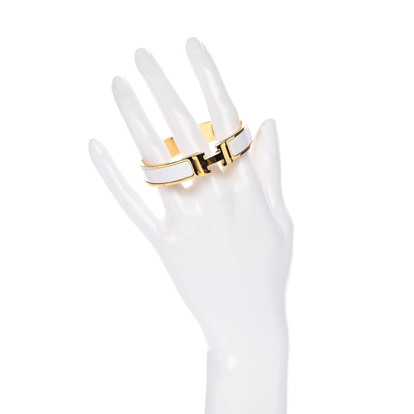 Enamel Narrow Clic Clac H Bracelet PM White